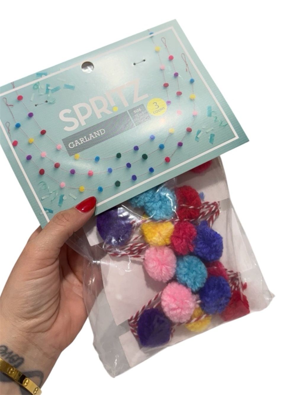 Spritz Kids Pom Pom Garland in Pink, Blue, Purple, Red, Yellow NWT